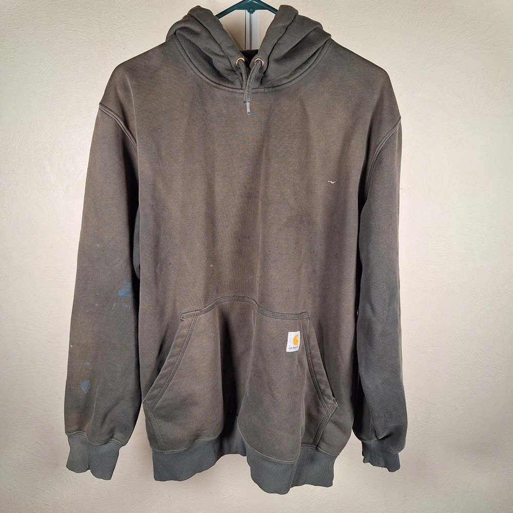 Carhartt Rain Defender Hoodie Super Faded Thrashed‎ Sweatshirt Green Medium